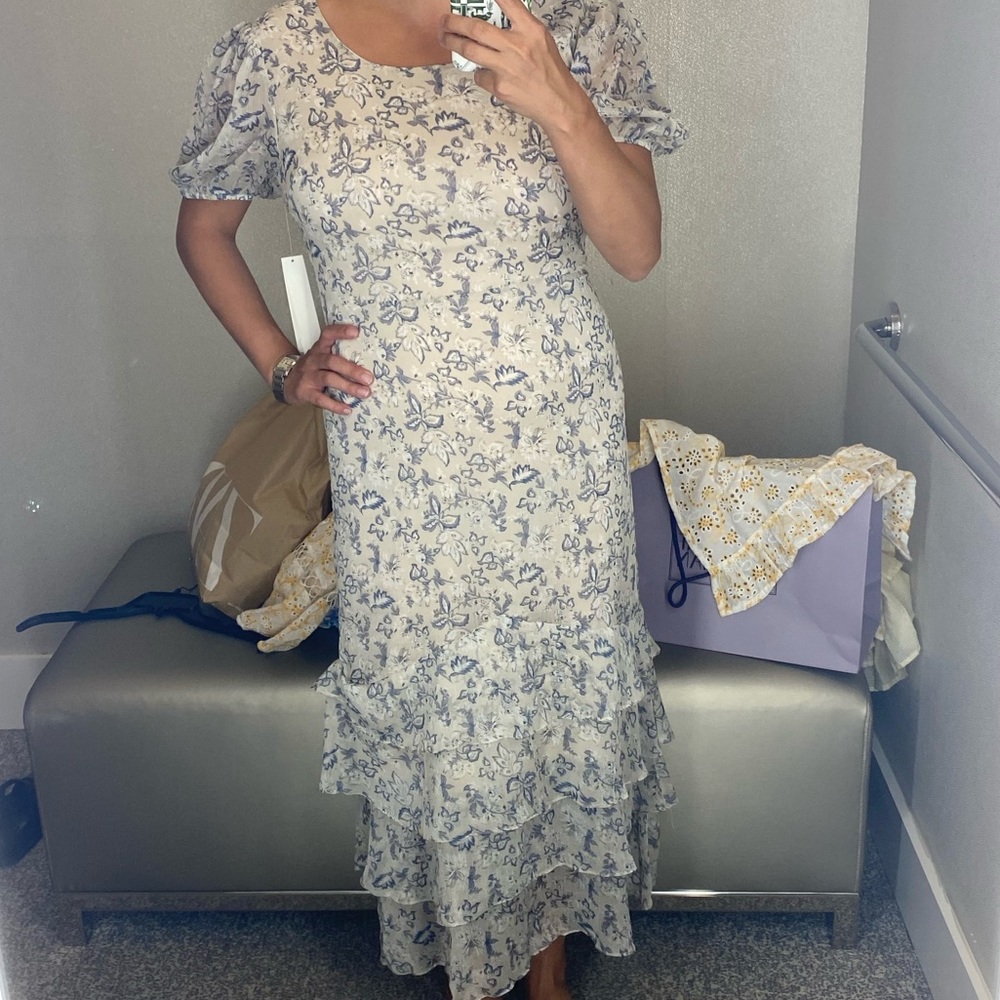 Aqua by Bloomingdales Blue Floral Dress // NWT